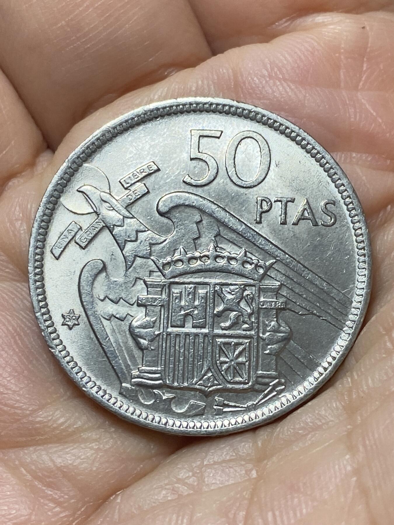 2026年第二十场(总第一百八十九场）外国好品散币场(免佣金) 西班牙🇪🇸1957(59)年50比塞塔(弗朗哥执政时期)