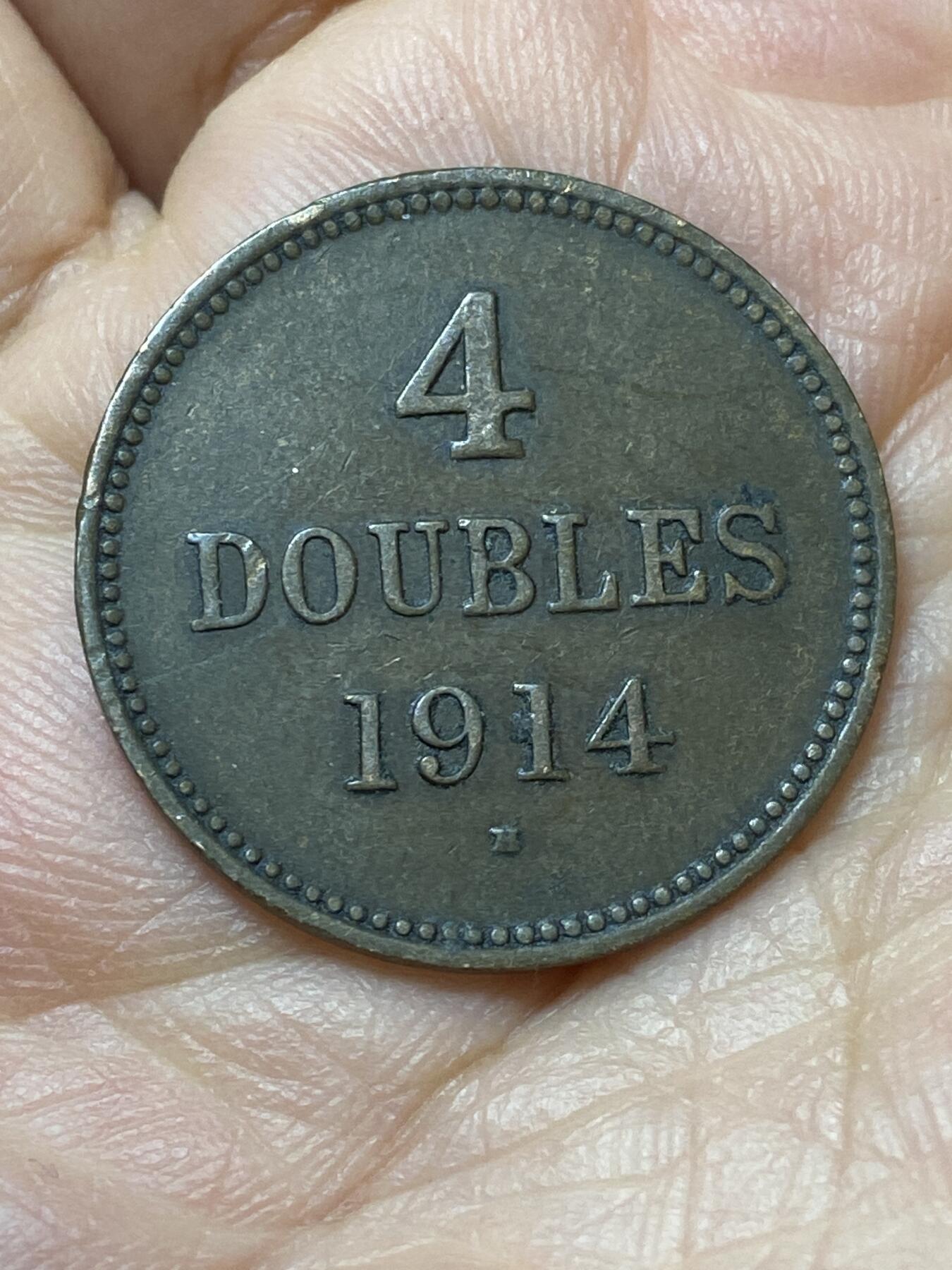 2026年第二十场(总第一百八十九场）外国好品散币场(免佣金) 英属根西岛🇬🇬1914年4道布(乔治五世时期，H标喜敦厂造)