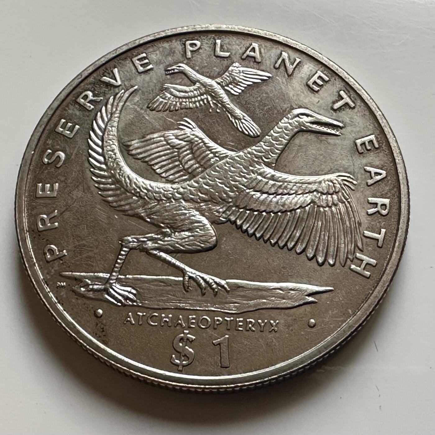 🌹外币初藏🌹🐯2026年第17场 快递将在12号停运 年前需发货的抓紧 ，年后正月十五恢复发货 利比里亚 1993年 始祖鸟 1元克朗纪念币