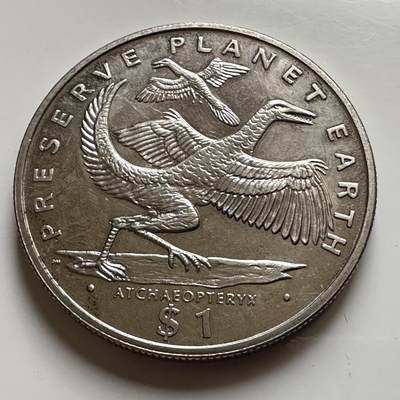 🌹外币初藏🌹🐯2026年第17场 快递将在12号停运 年前需发货的抓紧 ，年后正月十五恢复发货 - 利比里亚 1993年 始祖鸟 1元克朗纪念币