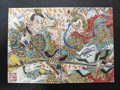 天玑星卡拍第170期《2.9周一截拍》持续收拍收评中 满赠卡需备注 - 【手绘卡】张先军 大圣战小圣 孙悟空 杨戬 手绘卡