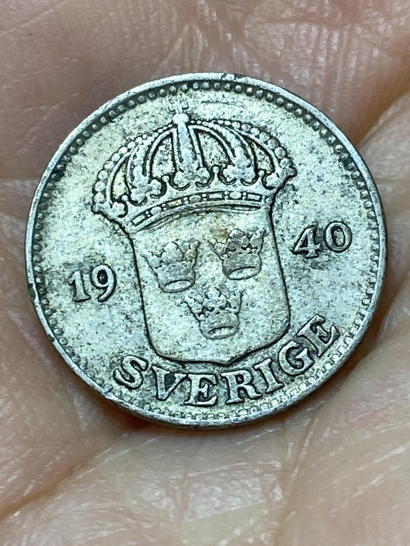 2026年第二十场(总第一百八十九场）外国好品散币场(免佣金) 瑞典🇸🇪1940年25欧尔(古斯塔夫五世时期第一版，G标，600银)
