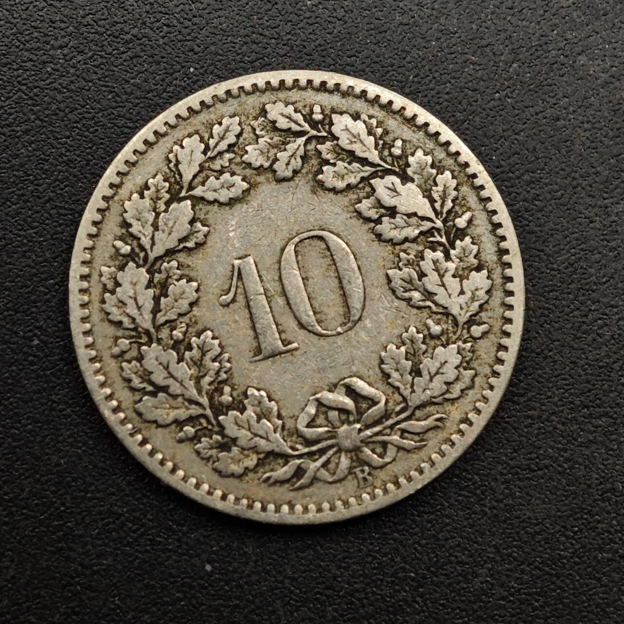  【淘币小摊】限时拍第八百六十六拍   散币场    年前最后一周之前预留8号9号全部发出请更换最新收货地址不方便收货的请勿参拍或者顺丰到付 瑞士1894年10分镍币