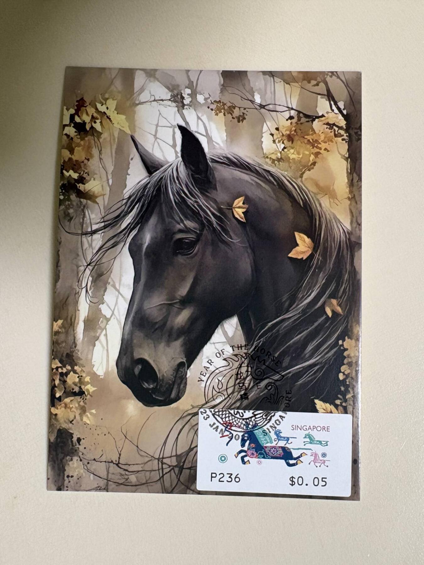 生肖马年专场01          无佣金、可寄存、满50包邮 2026新加坡马年电子邮票极限片 限定纪念戳