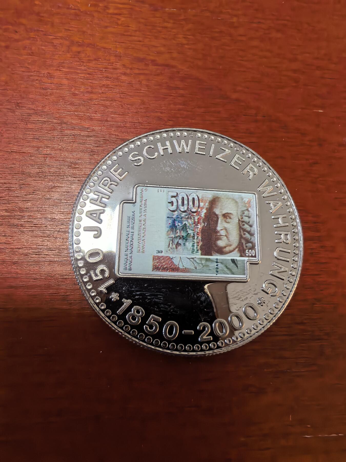 长老汇蛇年精选第九十八场拍卖 2000瑞士货币150周年之500法郎纸币彩色精制金属章