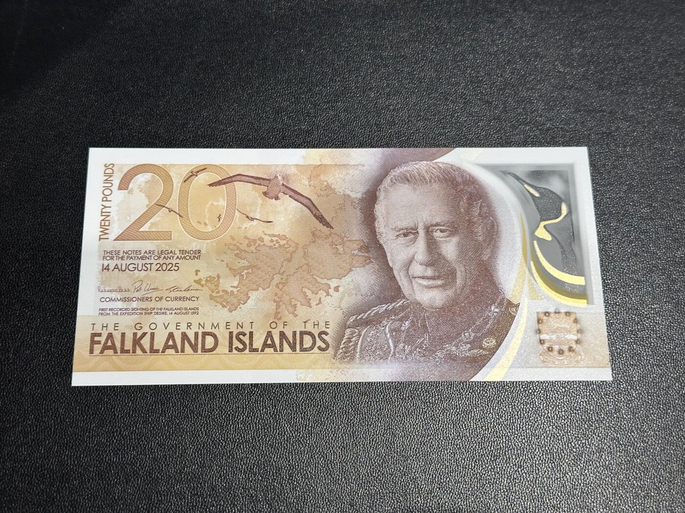 《外钞收藏家》第六百零九期（农历年前收官场、本期年后快递恢复正常再发货）（本平台长期征集拍品、欢迎藏友们联系合作） 2025年福克兰群岛20元 全新UNC A冠