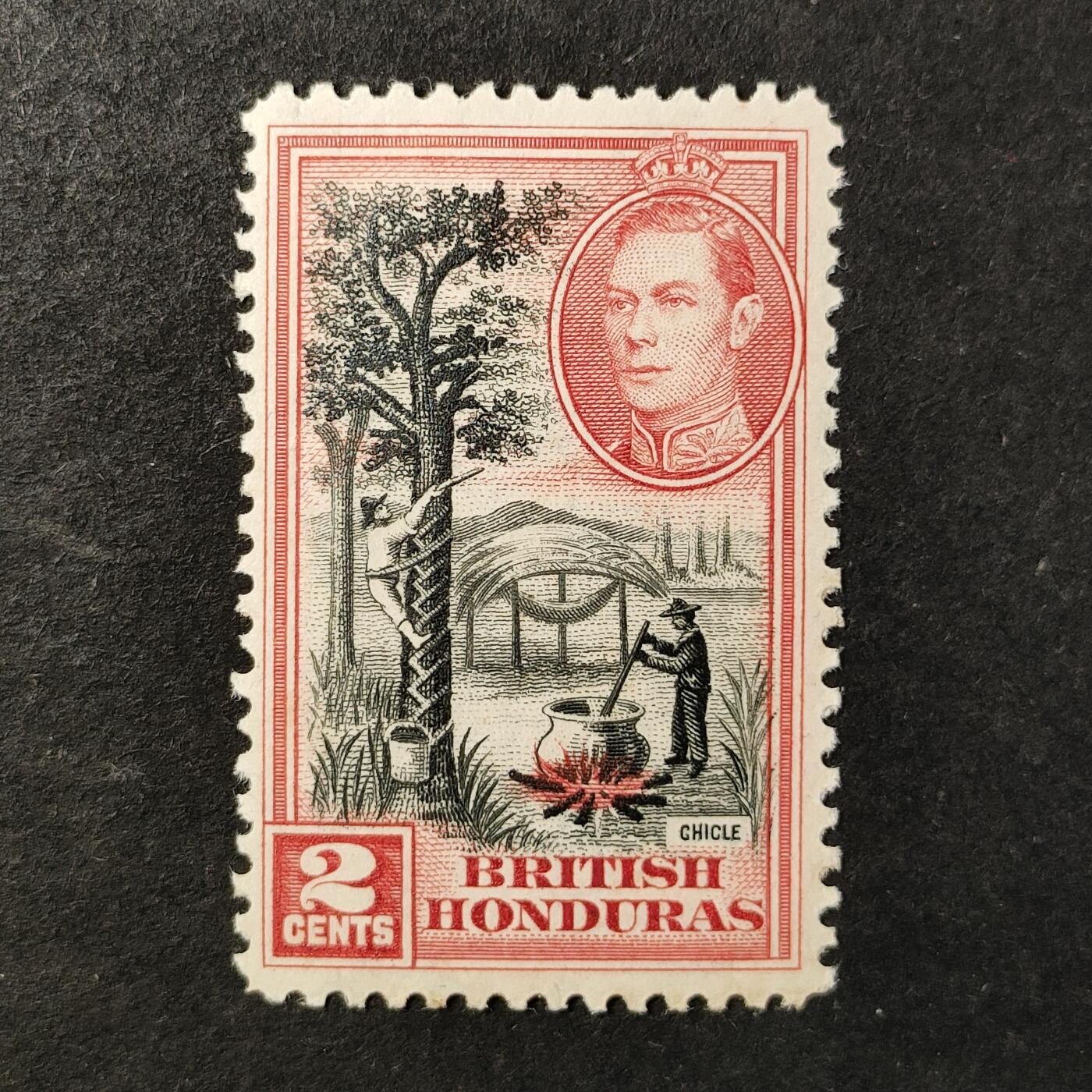 ↓君缘收藏735期☞钱币邮品↓无佣金、可寄存、满30元包邮  英属洪都拉斯邮票，1938年乔治六世国王·树胶采集和加工邮票