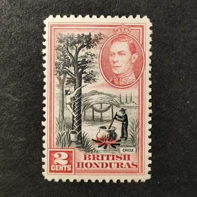 ↓君缘收藏735期☞钱币邮品↓无佣金、可寄存、满30元包邮  - 英属洪都拉斯邮票，1938年乔治六世国王·树胶采集和加工邮票