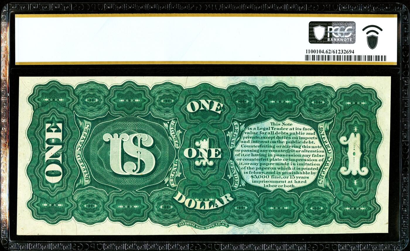 【Blue Auction】世界纸币精拍第784期——18级TOP拍卖/信誉/品质/专业/高效💫  【无47 里程碑“彩虹版”系列 百大美金之一 该图案首版】美国 1869年1美金 华盛顿头像 征服者登陆 PCGS62EPQ 全新原票 油墨凹凸感非常好 整体状态佳 性价比极高 （该票采用多色套印，是美国内战后防伪技术和纸币艺术的“巅峰之作”，被公认为“美国最美丽的纸币之一”，是所有美国纸币收藏家梦寐以求的品种，也是构建美国纸币收藏体系的核心品种之一） 