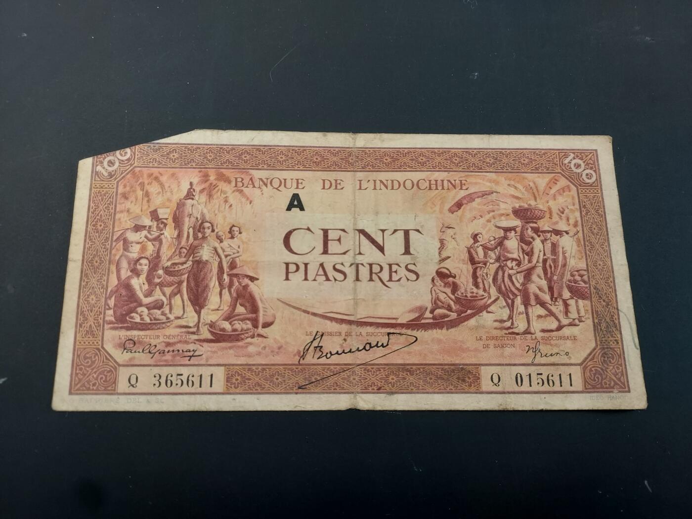 博彦收藏   2月9日 8点钱币专场 全场包邮 法属中南半岛东方汇理100元 缺左上角如图