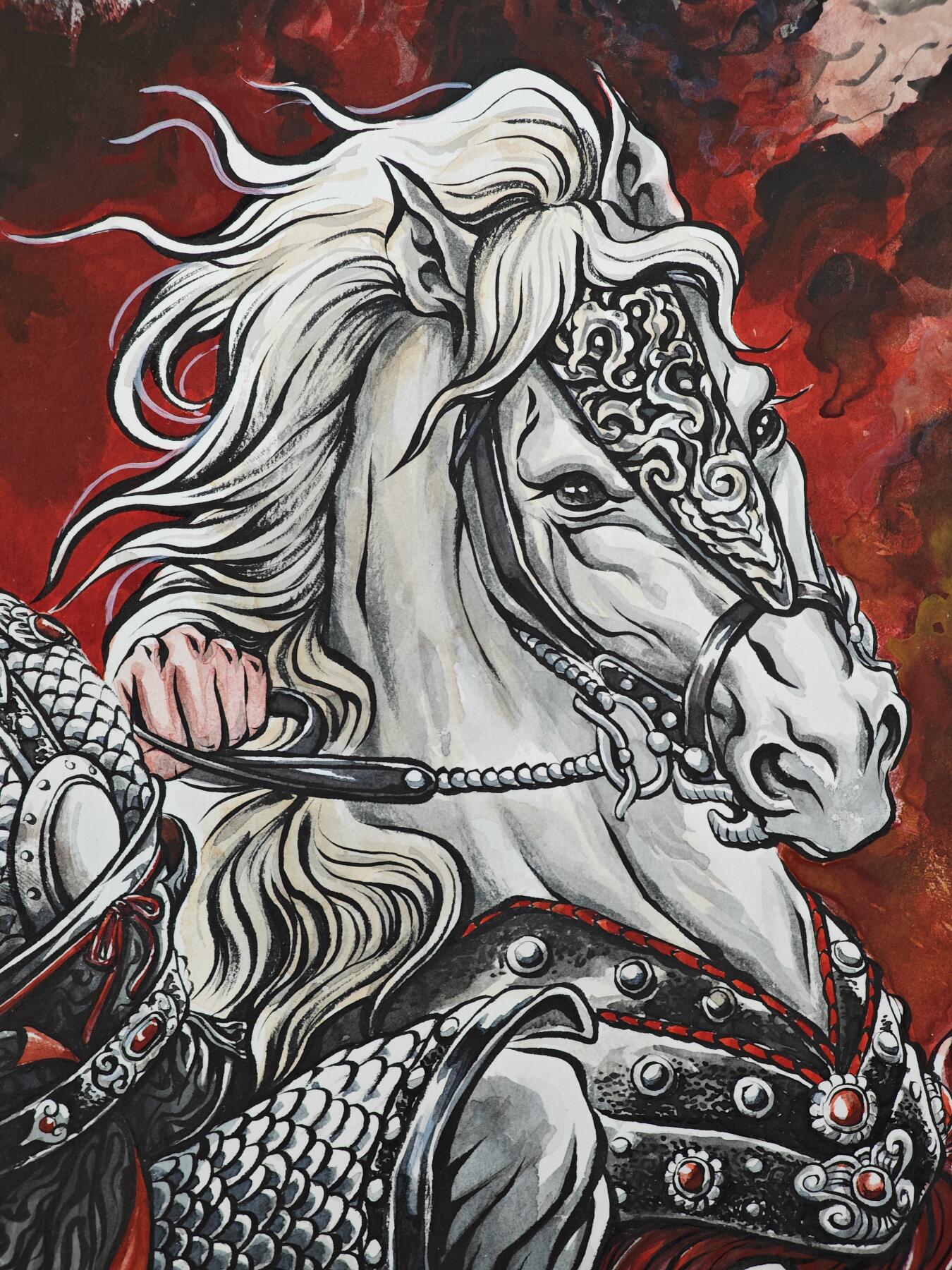 白泽拍卖卡牌手绘专场第32期（愿得长如此 年年物侯新） 2025 张建东手绘画 赵云  尺寸：27cm*39.3cm  张建东亲签