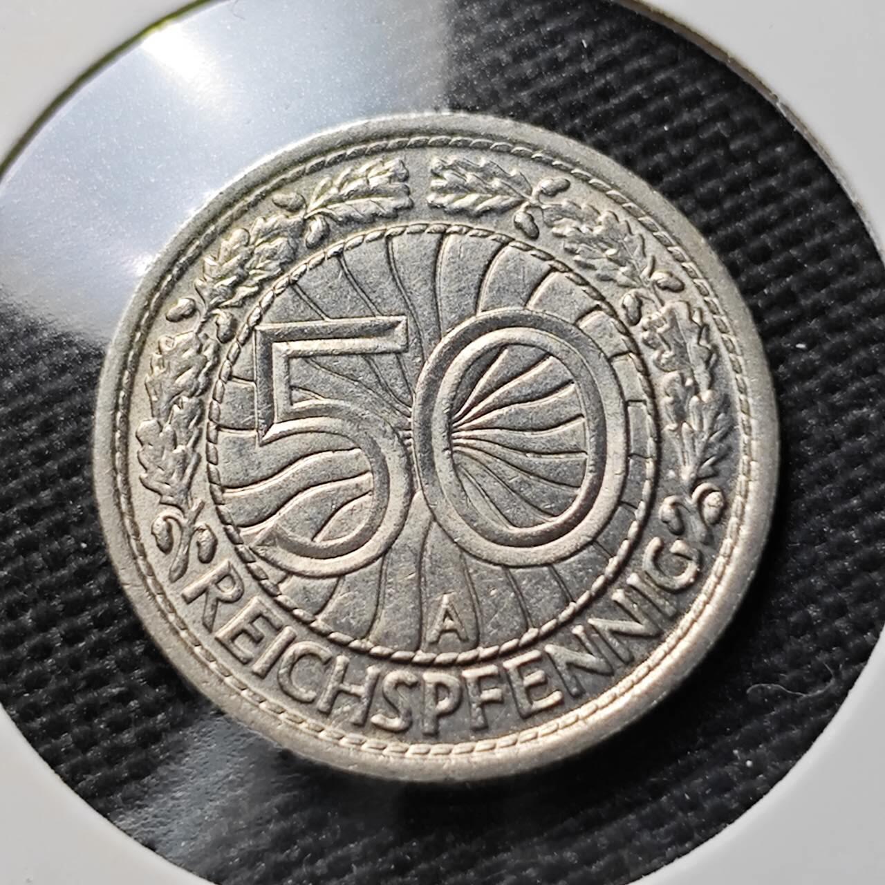 KK钱币收藏小铺  第394期  2月预留时间 周末发货  1937德国50芬尼镍币