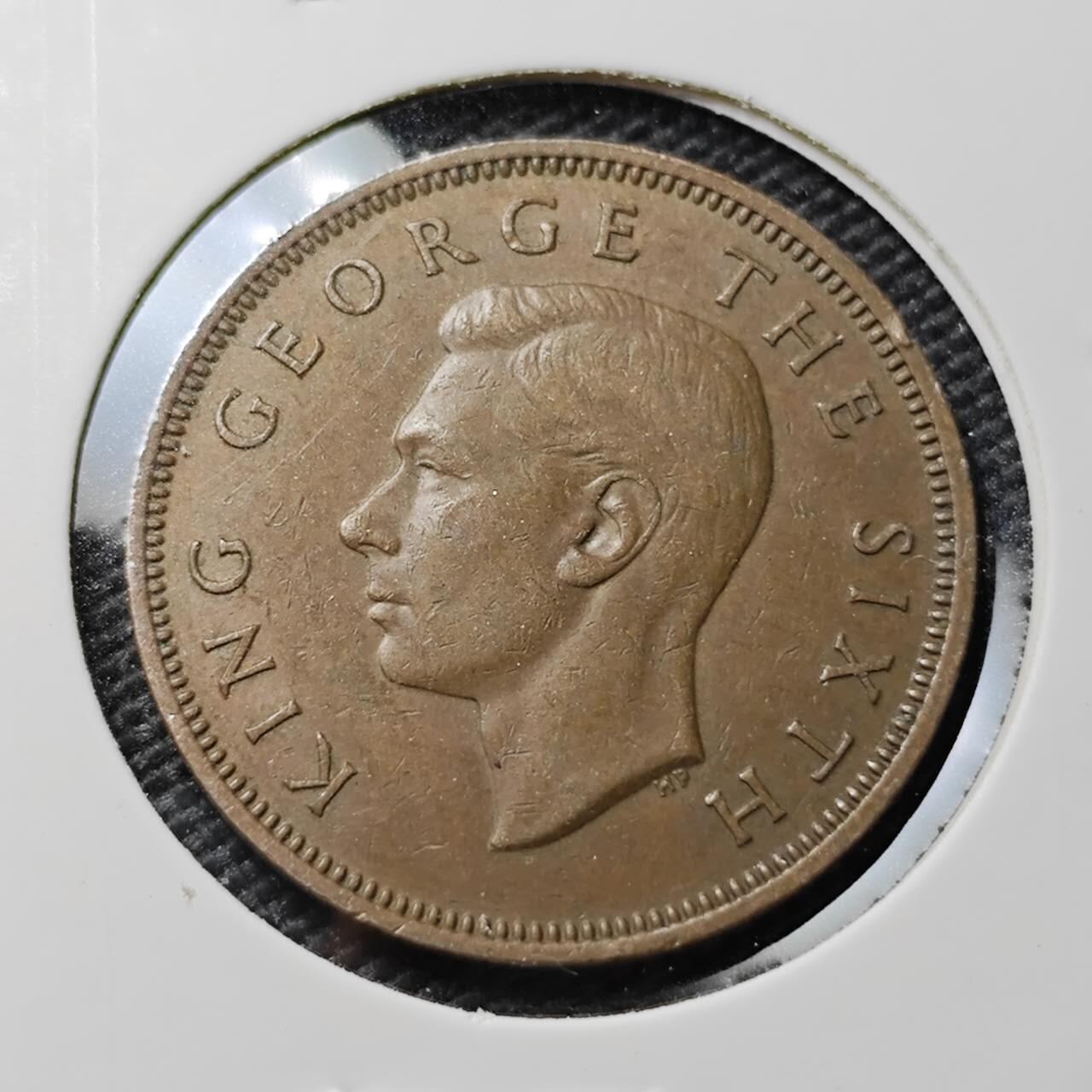 KK钱币收藏小铺  第394期  2月预留时间 周末发货  1952新西兰乔六半便士铜币