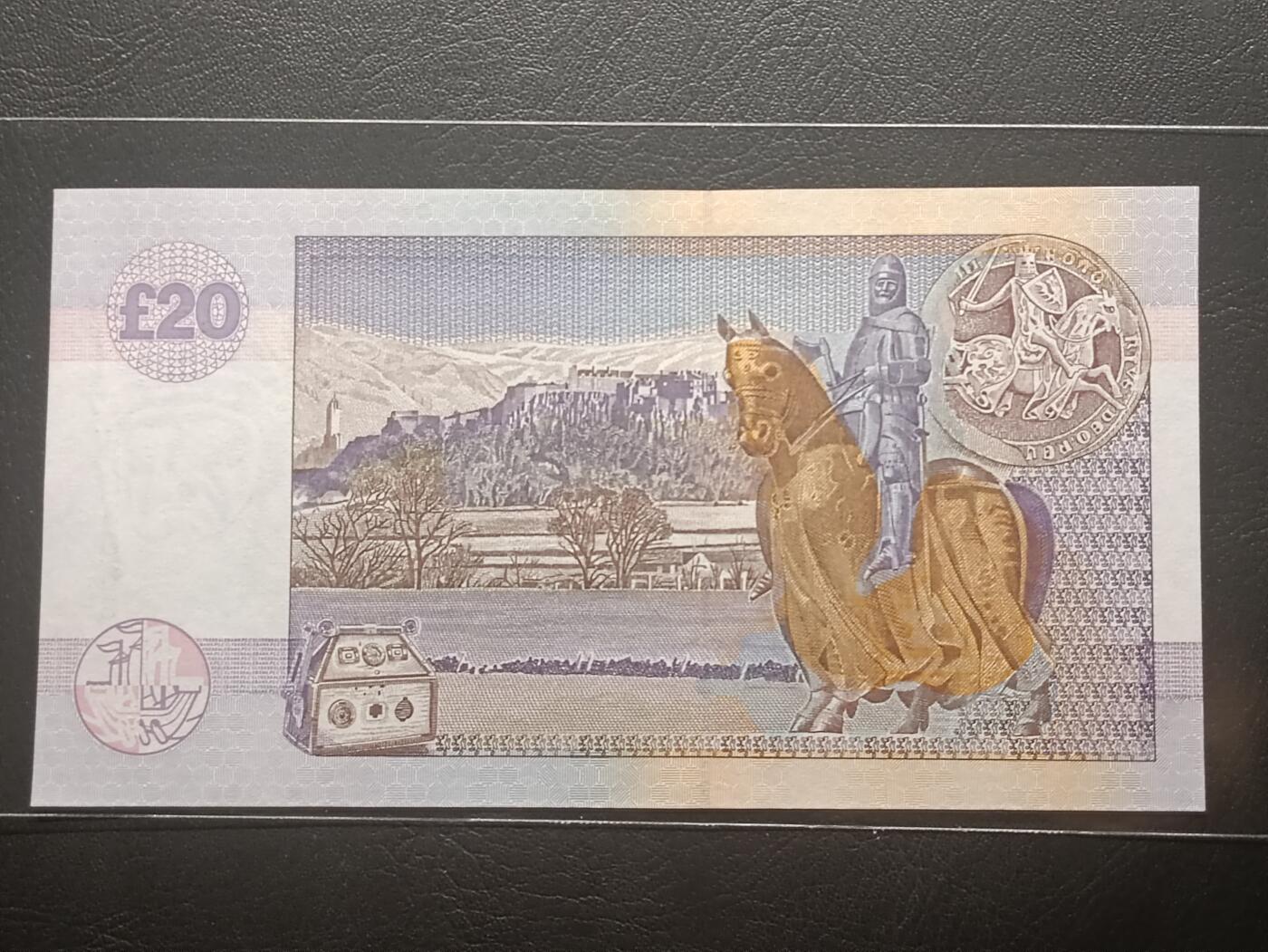 【年前末拍！】2026二月第二期，总216期 苏格兰克莱斯戴勒银行2003年20镑UNC无47，反抗英格兰入侵的罗伯特一世国王和他的戎装骑马像