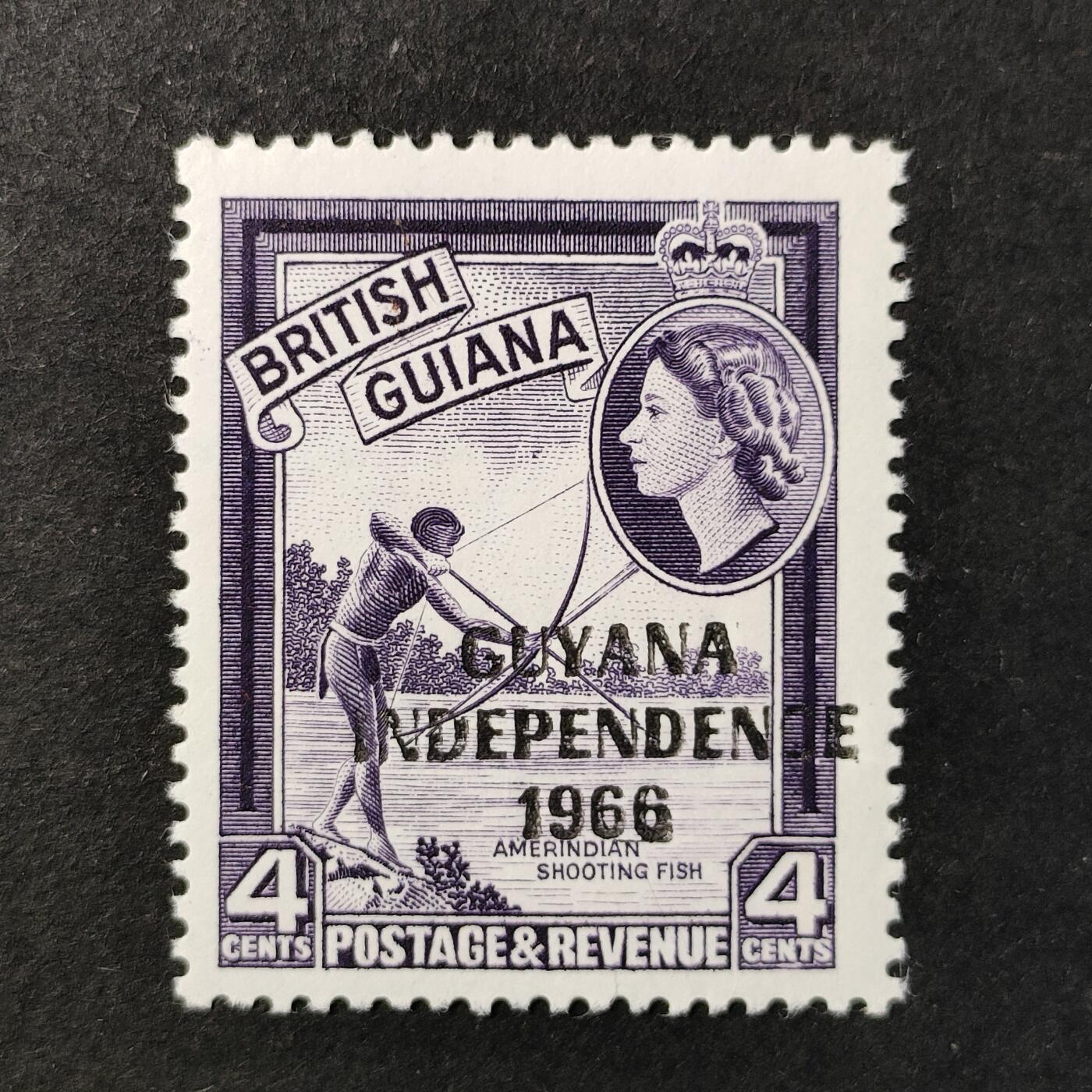 ↓君缘收藏735期☞钱币邮品↓无佣金、可寄存、满30元包邮  圭亚那邮票，1967年独立纪念·风光加盖邮票