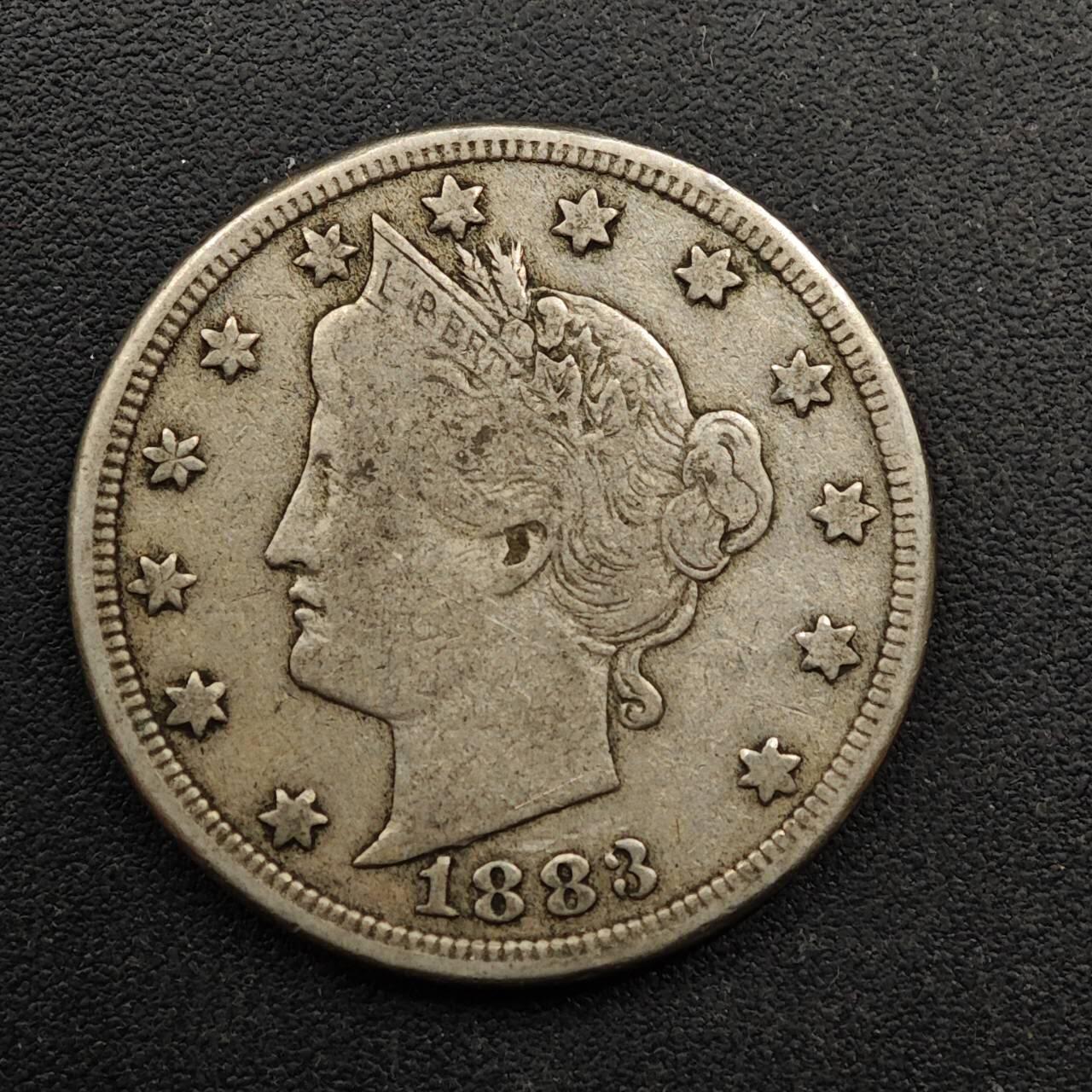  【淘币小摊】限时拍第八百六十六拍   散币场    年前最后一周之前预留8号9号全部发出请更换最新收货地址不方便收货的请勿参拍或者顺丰到付 美国1883年5分镍币