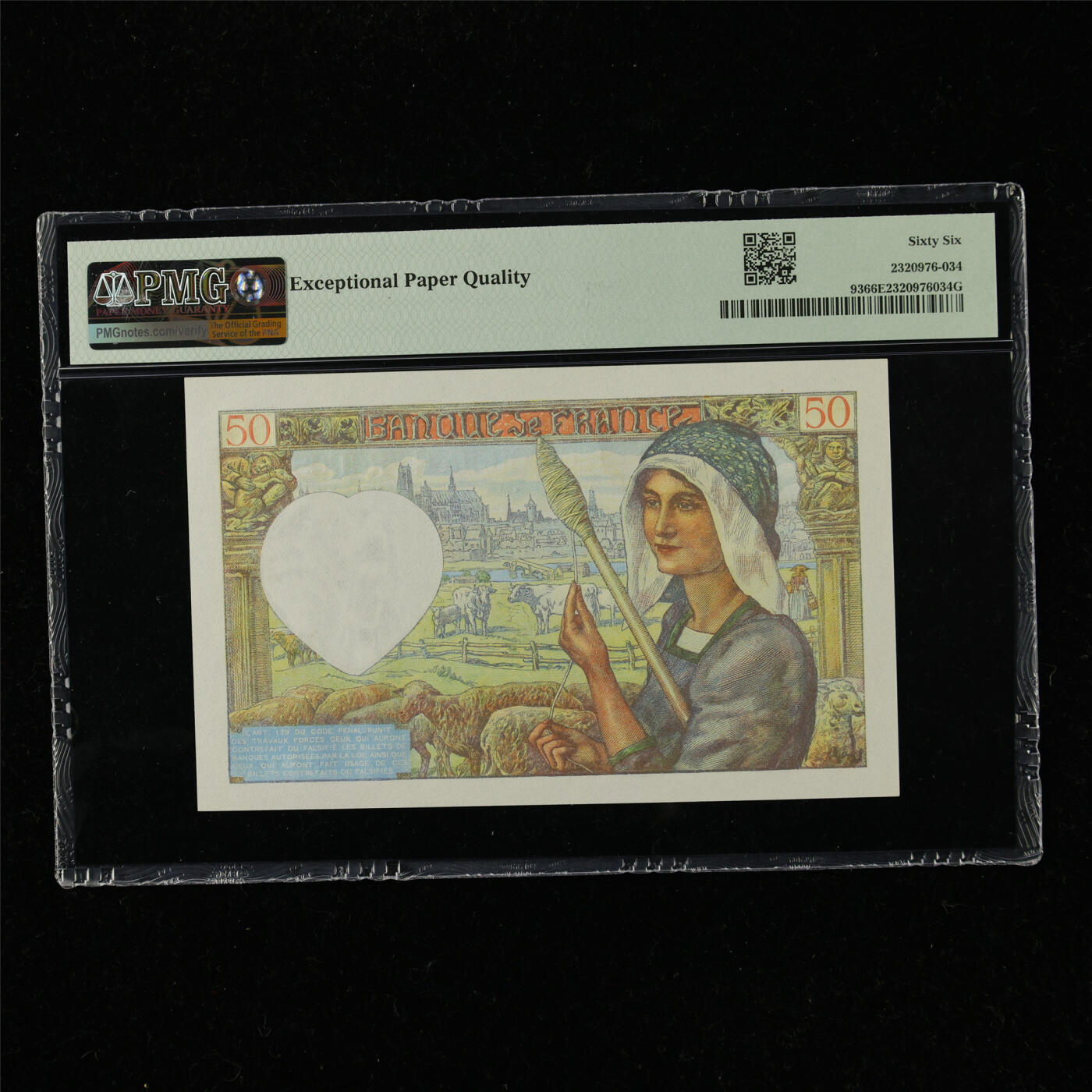 【亘邦集藏】第220期拍卖 1940-42年 法国50法郎 PMG 66EPQ K.169 55426