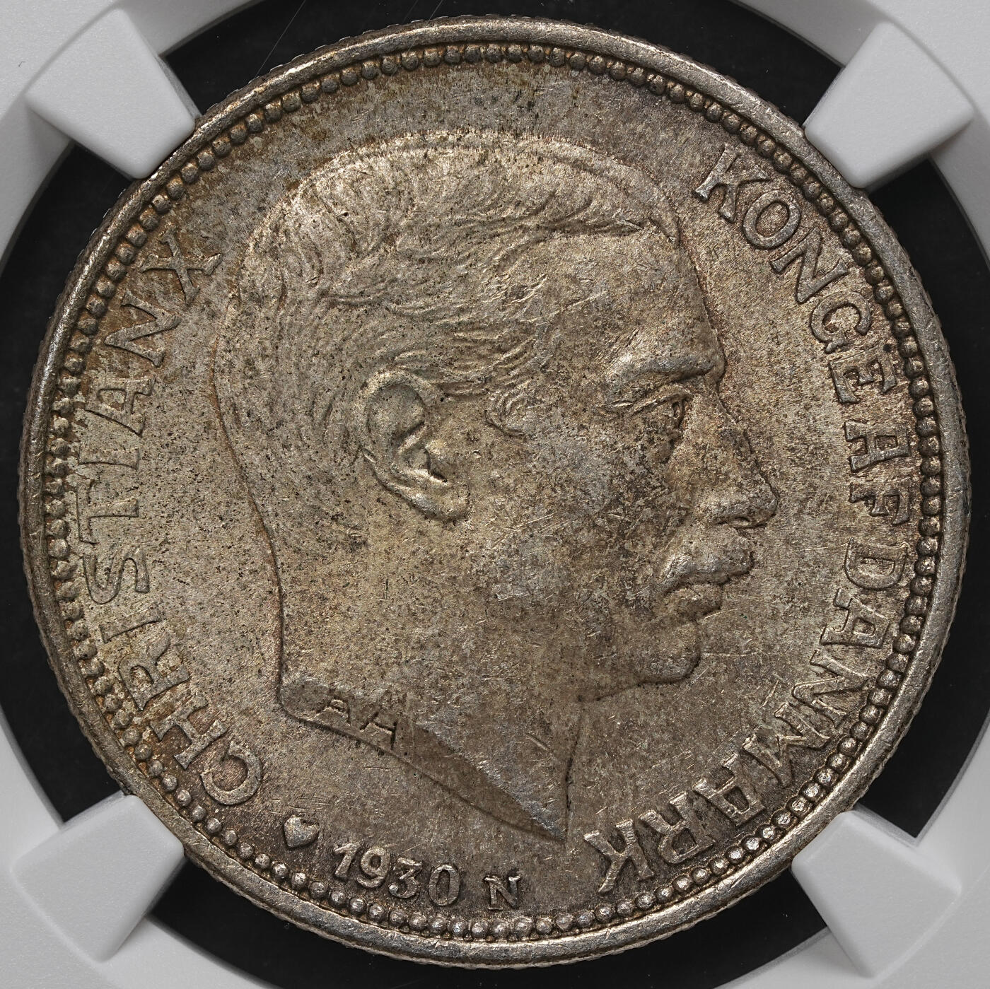 修遠堂世界钱币第104期 NGC MS63 1930年丹麦国王60大寿2克朗银币