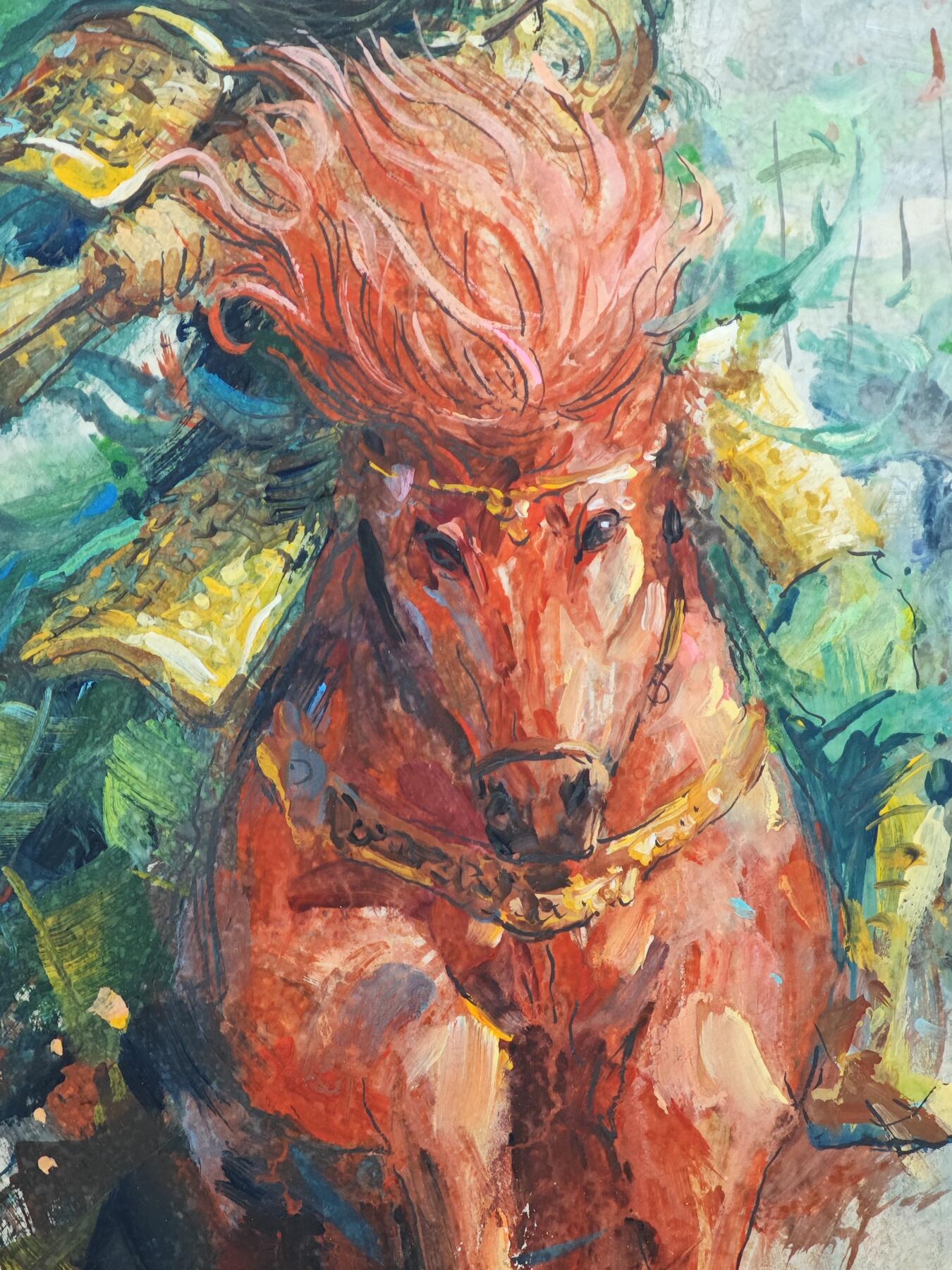 白泽拍卖卡牌手绘专场第32期（愿得长如此 年年物侯新） 2025 马哲帆手绘画 关羽 尺寸：25.3cm*36.7cm  马哲帆钤印