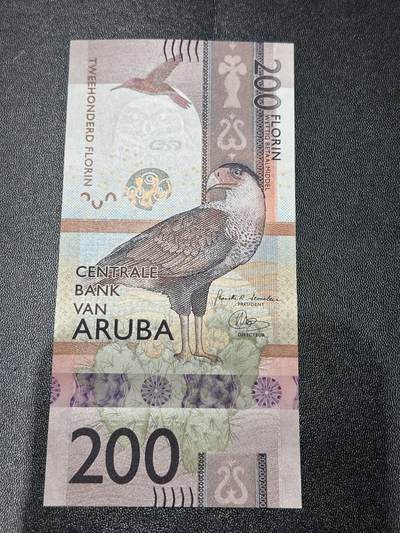 《外钞收藏家》第六百零九期（农历年前收官场、本期年后快递恢复正常再发货）（本平台长期征集拍品、欢迎藏友们联系合作） - 2019年阿鲁巴200福林 全新UNC A冠