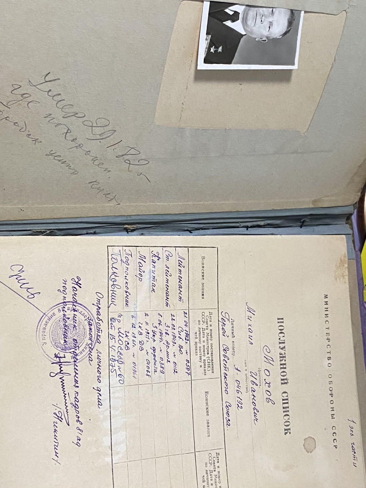 苏联勋章奖章2月12日晚上九点结束在麦稀奇 找不到的加我qq或者微信都是184277308备注苏章拍卖。最好加微信群每次都会通知还有提前可以一口价的 最近会持续拍卖一些东西。 苏联英雄君官档案 Мохов Михаил Иванович  50+张主要内容大部分有反面过百页 附带服役记录原版带照片 +紫皮服役记录+铭牌！