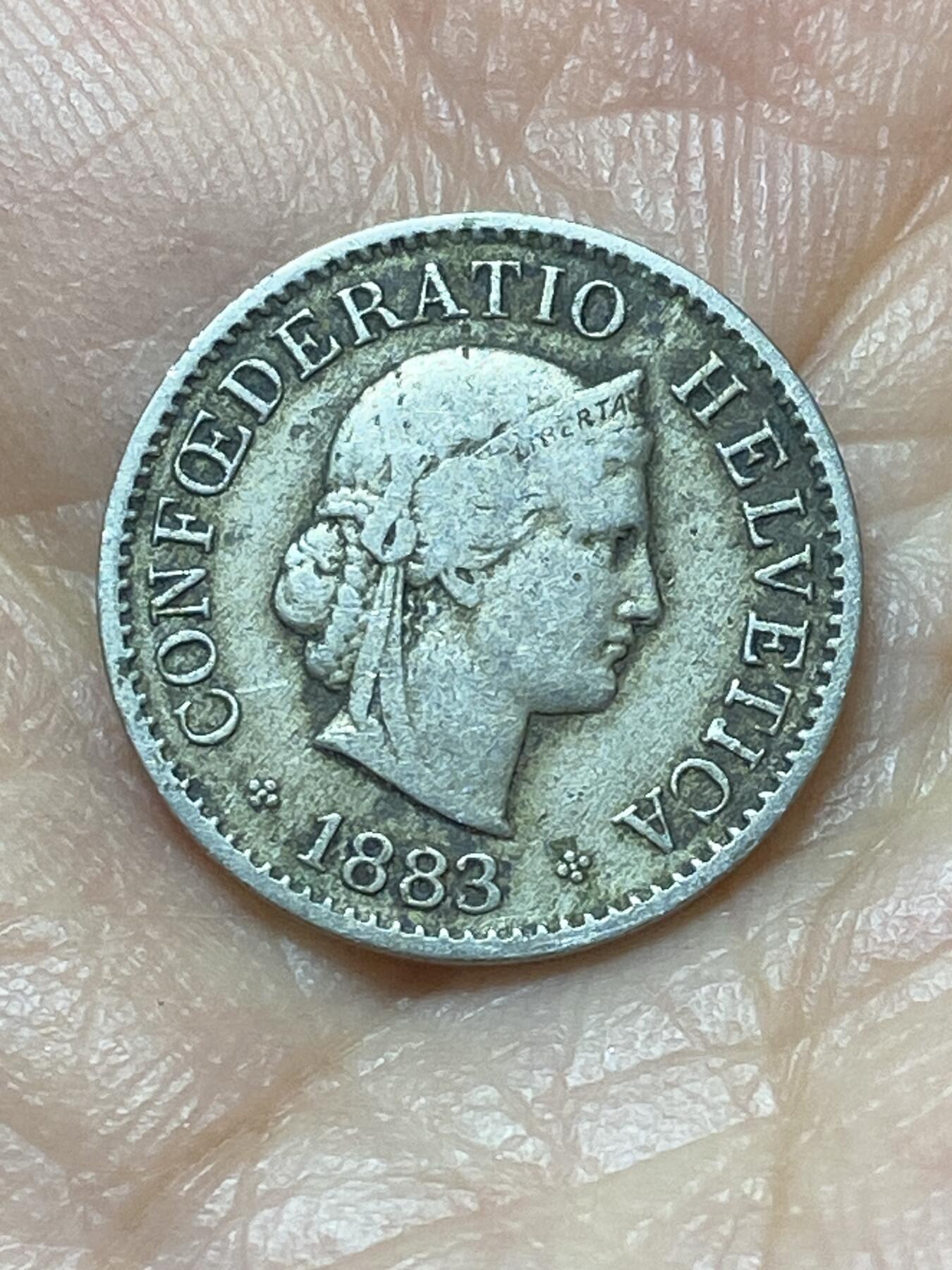 2026年第二十场(总第一百八十九场）外国好品散币场(免佣金) 稀少早期年份–瑞士🇨🇭1883年5拉彭(第二版，B标伯尔尼造)