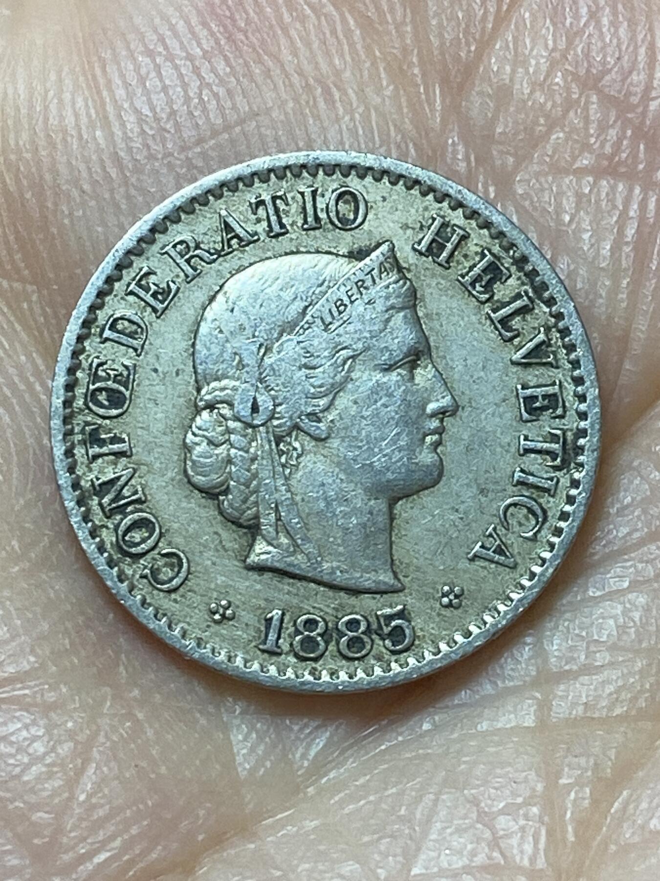 2026年第二十场(总第一百八十九场）外国好品散币场(免佣金) 稀少早期年份–瑞士🇨🇭1885年5拉彭(第二版，B标伯尔尼造)