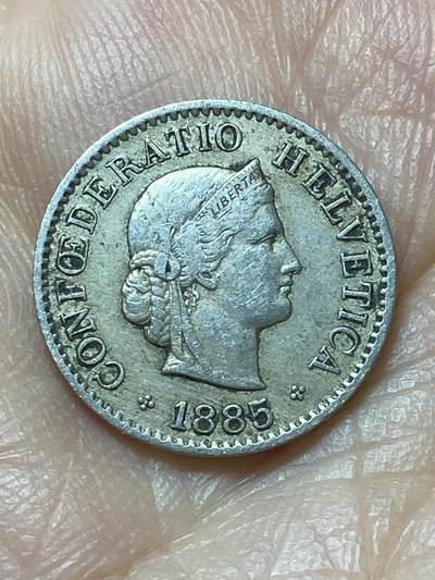 2026年第二十场(总第一百八十九场）外国好品散币场(免佣金) - 稀少早期年份–瑞士🇨🇭1885年5拉彭(第二版，B标伯尔尼造)