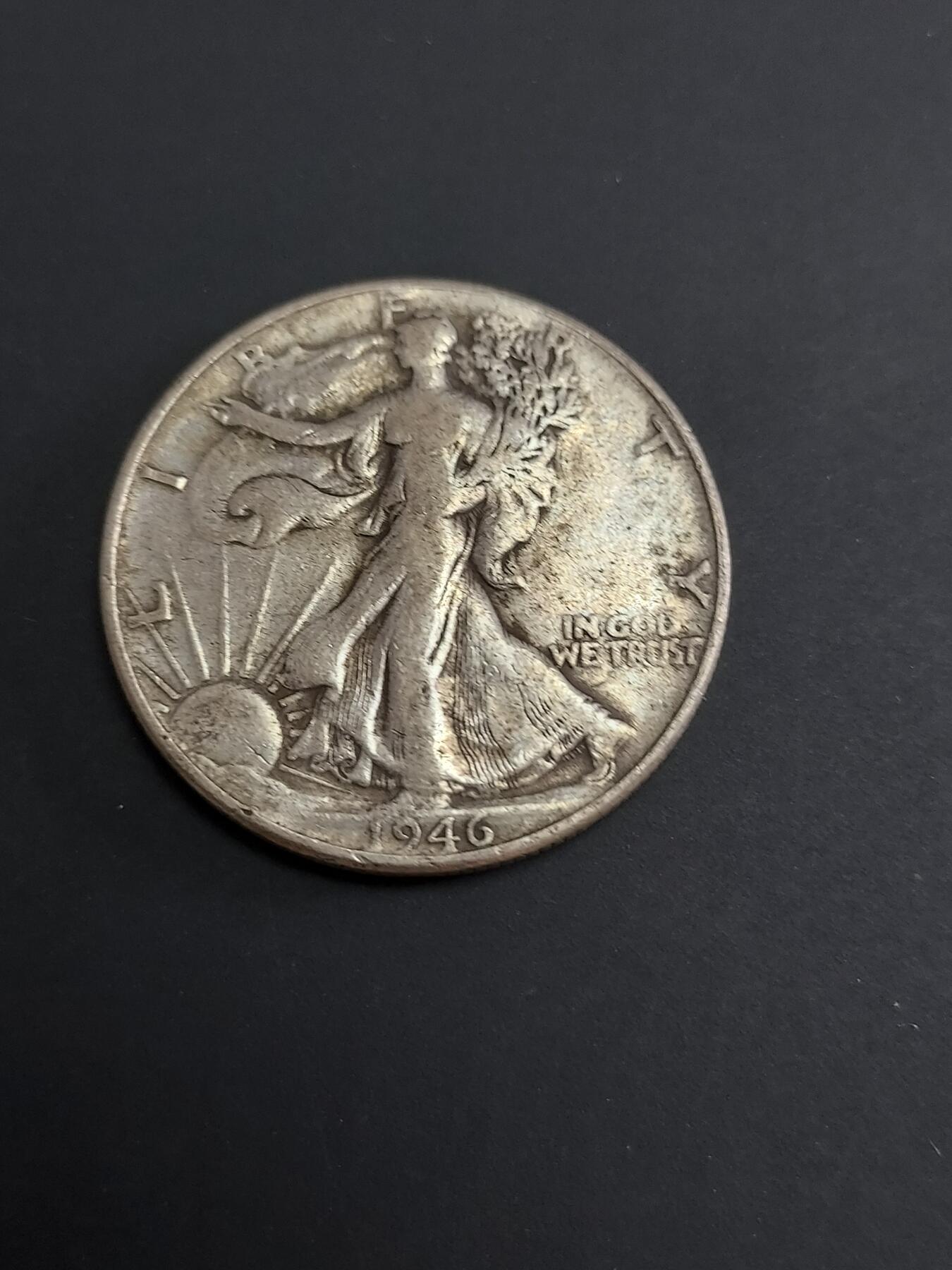 博彦收藏   2月9日 8点钱币专场 全场包邮 1946 美国半圆银币 12.3g 0.9银 