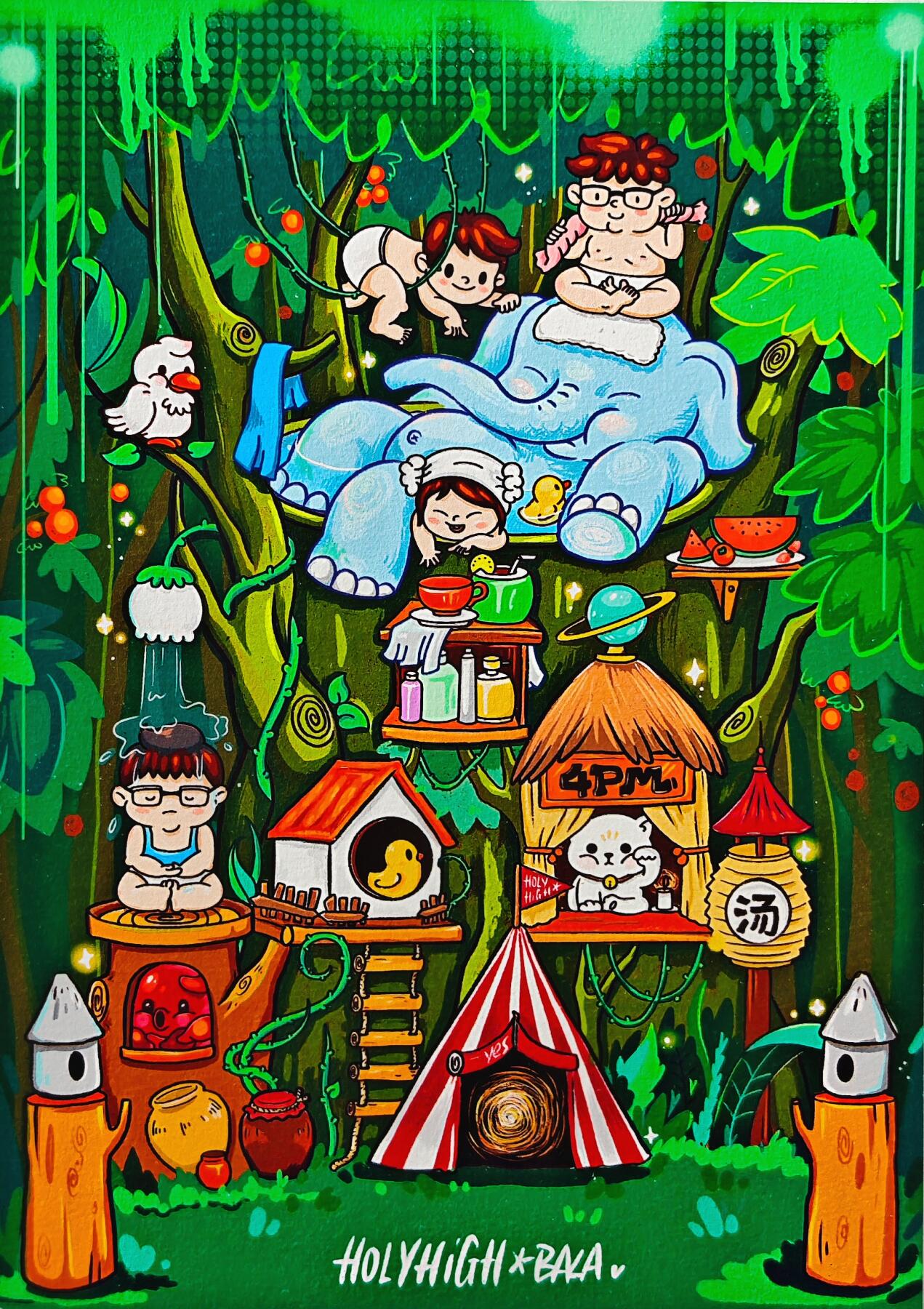 白泽拍卖卡牌手绘专场第32期（愿得长如此 年年物侯新） 2021 BALA复制画 森林  bala背签绘