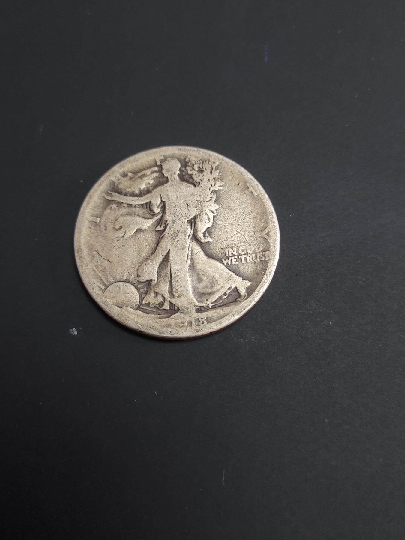 博彦收藏   2月9日 8点钱币专场 全场包邮 1918 美国半圆银币 11.7g 0.9银 