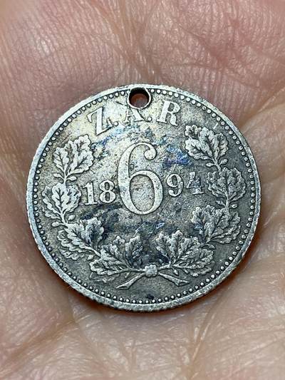2026年第二十场(总第一百八十九场）外国好品散币场(免佣金) - 打孔–南非共和国1894年6便士银币(德兰士瓦共和国时期，925高银)