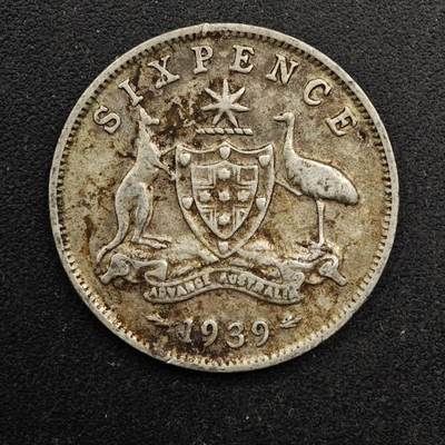 【淘币小摊】实时拍第八百六十七拍   小银币散币场    年前最后一周之前预留8号9号全部发出请更换最新收货地址不方便收货的请勿参拍或者顺丰到付 - 澳大利亚1939年乔治六世6便士银币