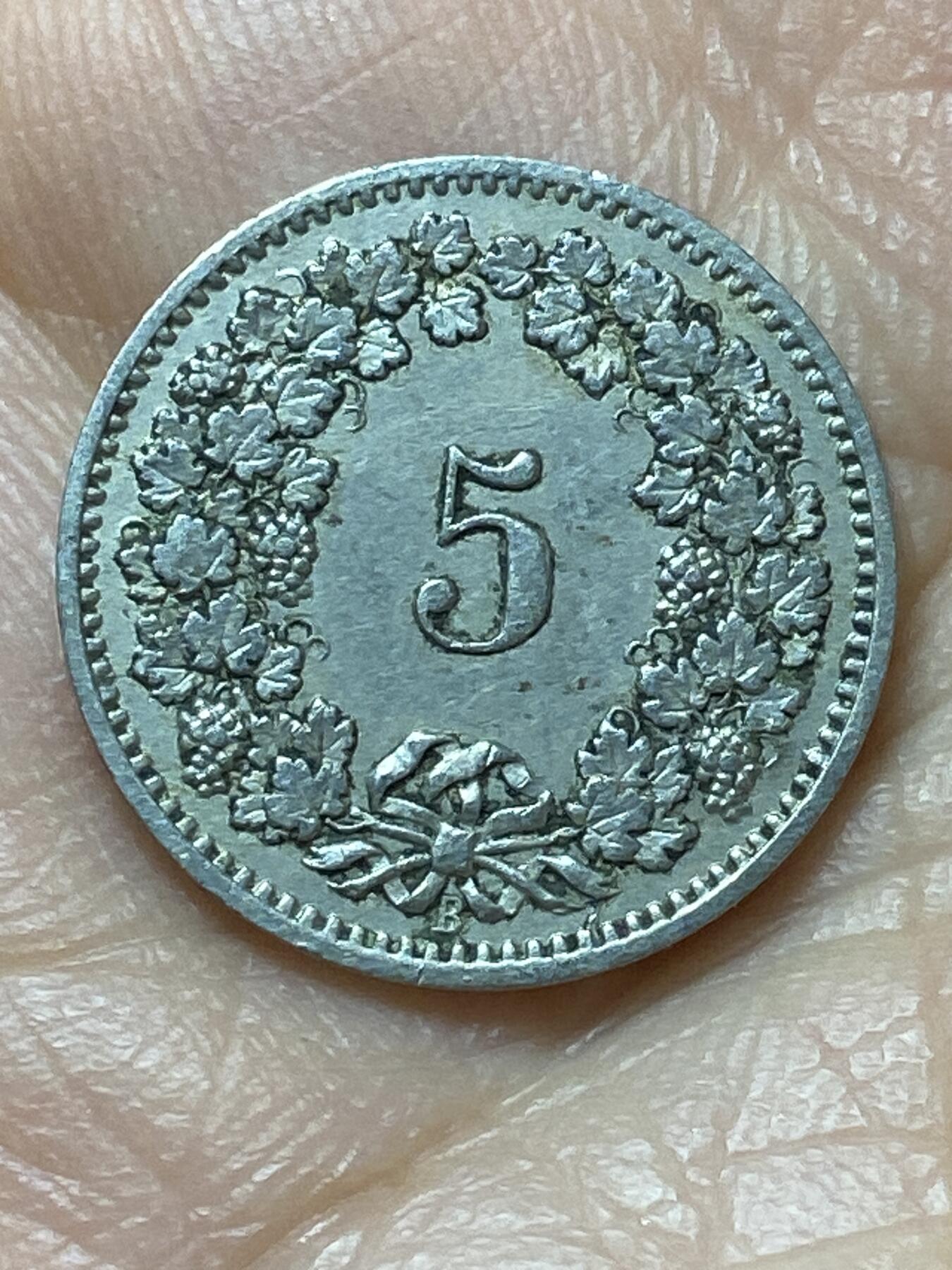 2026年第二十场(总第一百八十九场）外国好品散币场(免佣金) 稀少早期年份–瑞士🇨🇭1885年5拉彭(第二版，B标伯尔尼造)