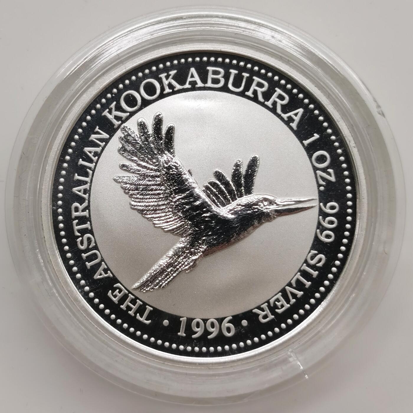 博洋堂“心向春光”2月精品大拍专场暨第160期（全场包邮） 1996年澳大利亚1元普制银币 笑翠鸟-纪念基石百年 1盎司999银（有边铭） 发行量：1500 盒证全