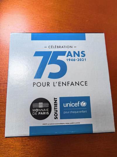 长老汇马年精选第三场拍卖 - 2021法国联合国儿童基金会，2欧元精制币，盒证全，1万枚