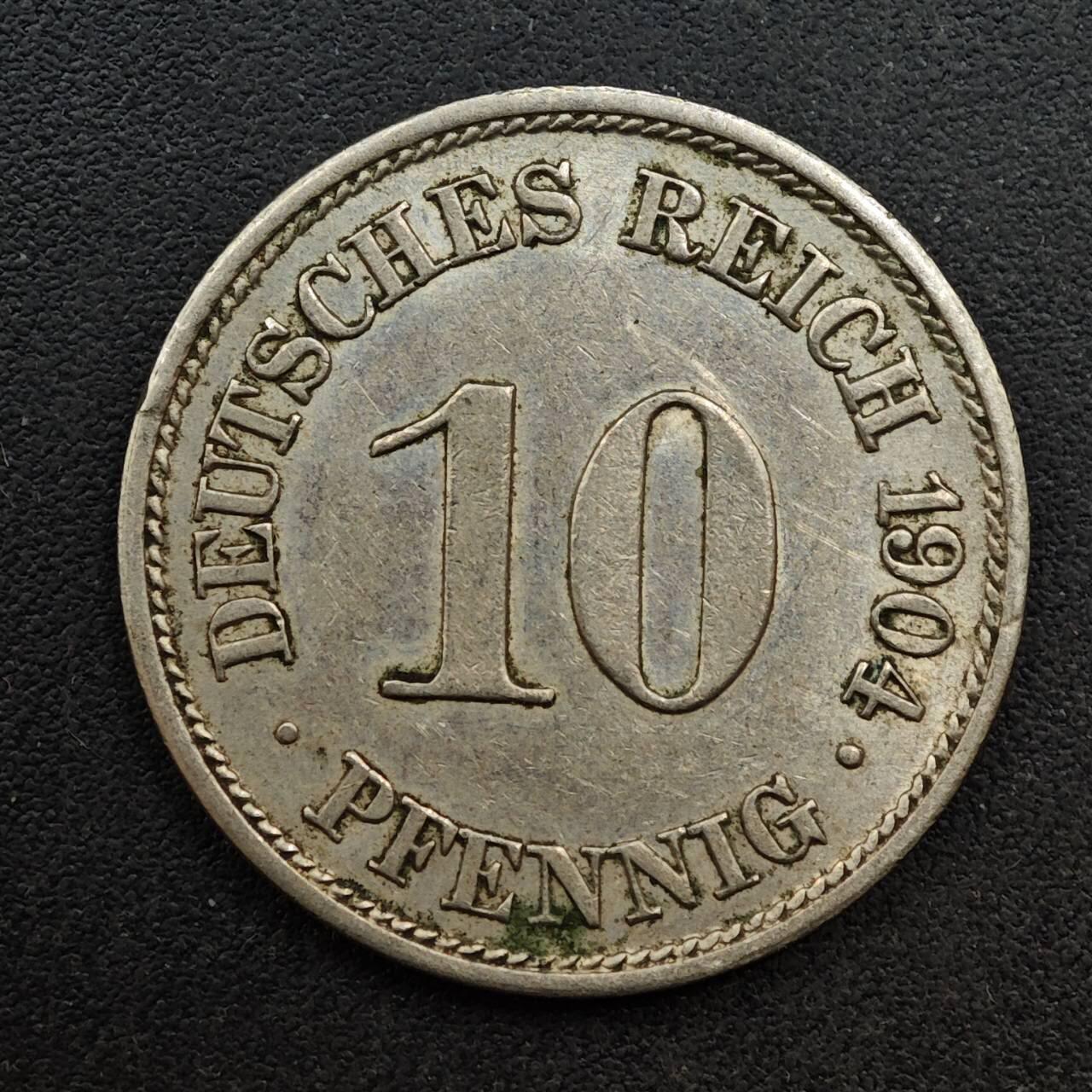  【淘币小摊】限时拍第八百六十六拍   散币场    年前最后一周之前预留8号9号全部发出请更换最新收货地址不方便收货的请勿参拍或者顺丰到付 德国1904年10芬妮镍币