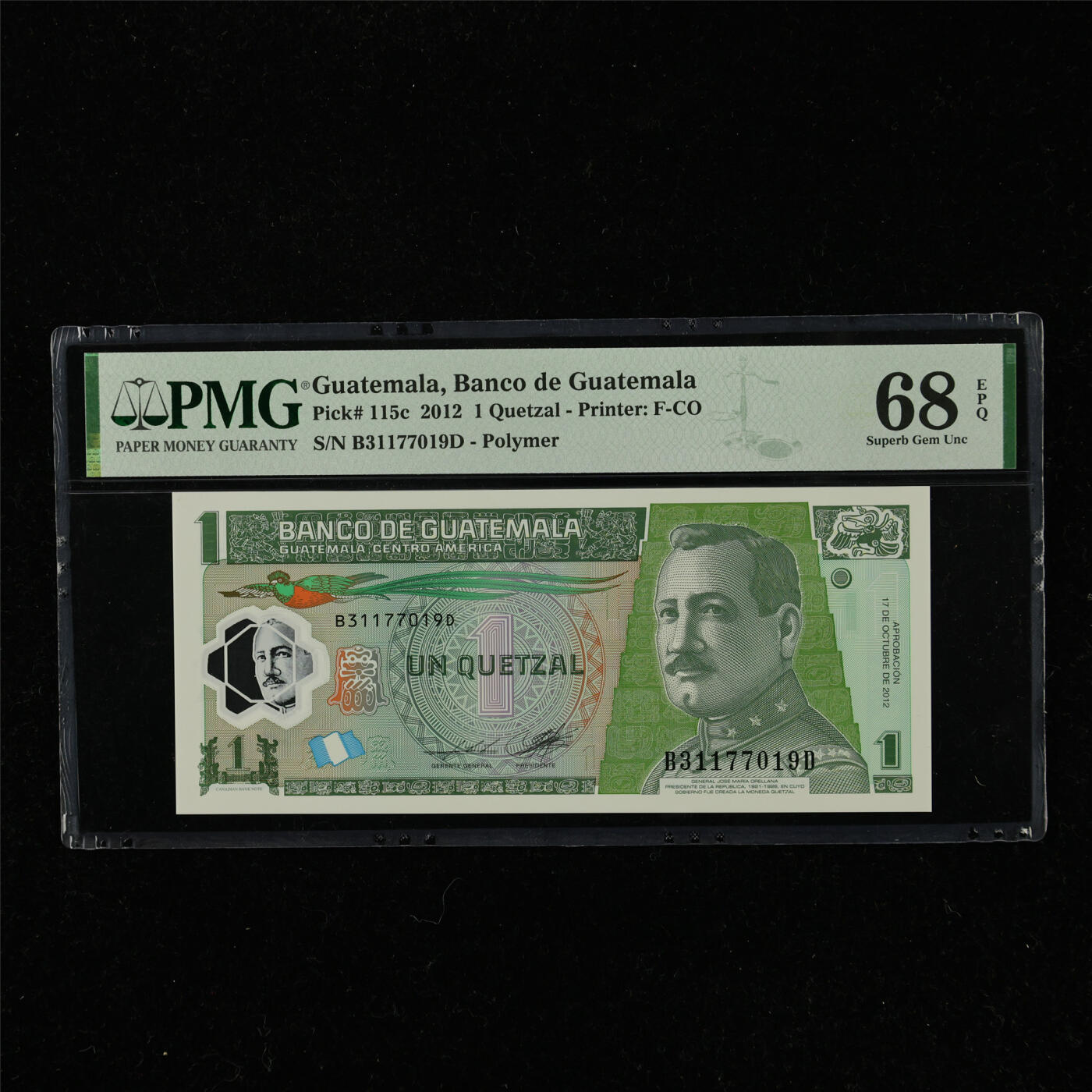 【亘邦集藏】第220期拍卖 2012年 危地马拉1格查尔 PMG 68EPQ B31177019D