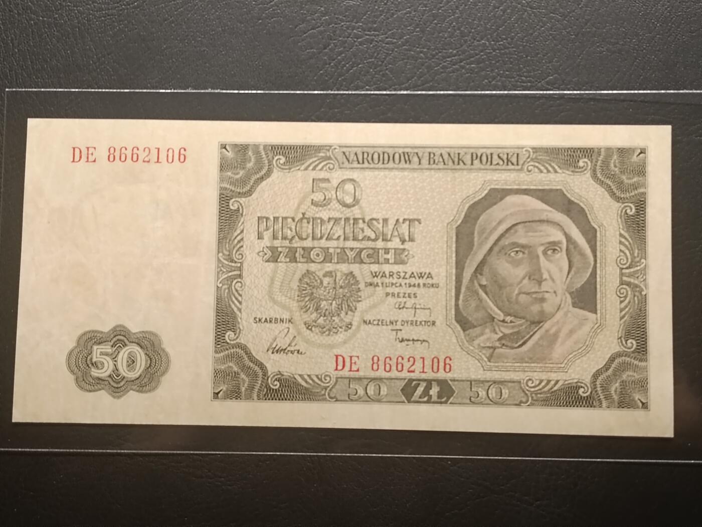 【年前末拍！】2026二月第二期，总216期 波兰1948年50兹罗提AUNC，水手和货轮，早期战后品种