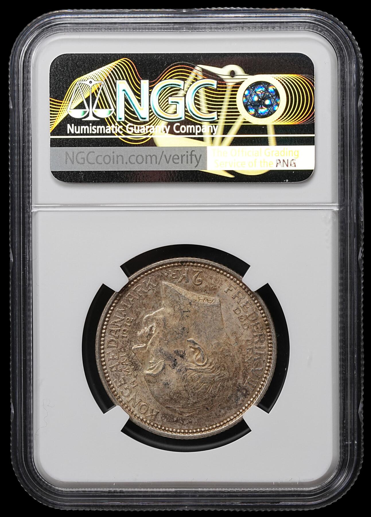 修遠堂世界钱币第104期 NGC MS63 1912年丹麦国王更迭纪念2克朗银币