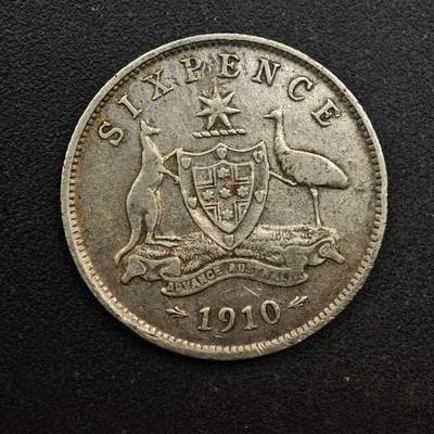 【淘币小摊】实时拍第八百六十七拍   小银币散币场    年前最后一周之前预留8号9号全部发出请更换最新收货地址不方便收货的请勿参拍或者顺丰到付 - 澳大利亚1910年爱德华七世6便士银币