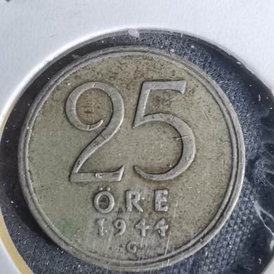 沼泽如烟--第989场 - 瑞典1944年25欧尔银币