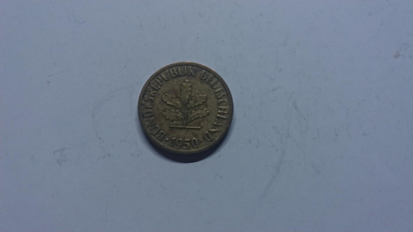 松南世界钱币——260205 德国1950年5芬尼铜币