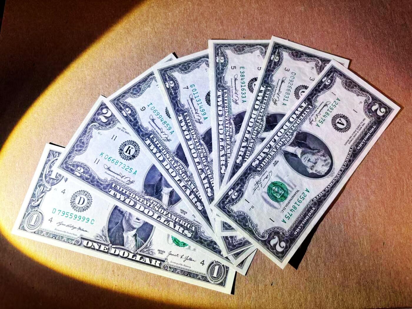 【Blue Auction】世界纸币精拍第784期——18级TOP拍卖/信誉/品质/专业/高效💫 【一组6张 含狮子9 不同区】美国 1976-2021年1-2美金 UNC/UNC-