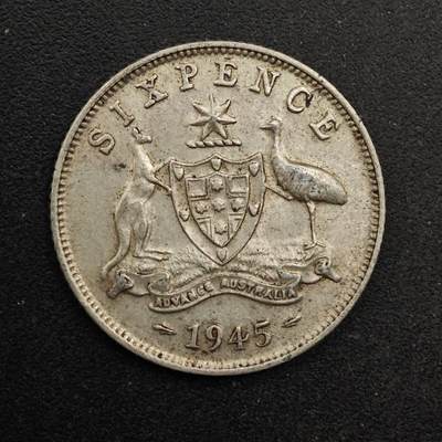 【淘币小摊】实时拍第八百六十七拍   小银币散币场    年前最后一周之前预留8号9号全部发出请更换最新收货地址不方便收货的请勿参拍或者顺丰到付 - 澳大利亚1945年乔治六世6便士银币