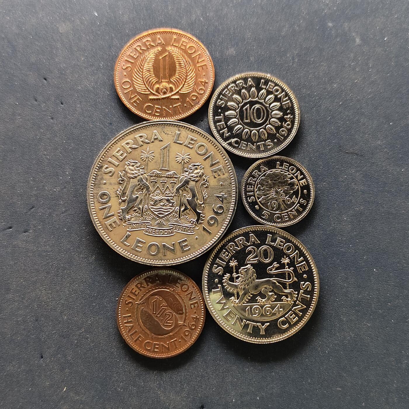 【全场包邮】纯粹捡漏拍501场-持续更新中 塞拉利昂1964年官方精制套币-首版PS1