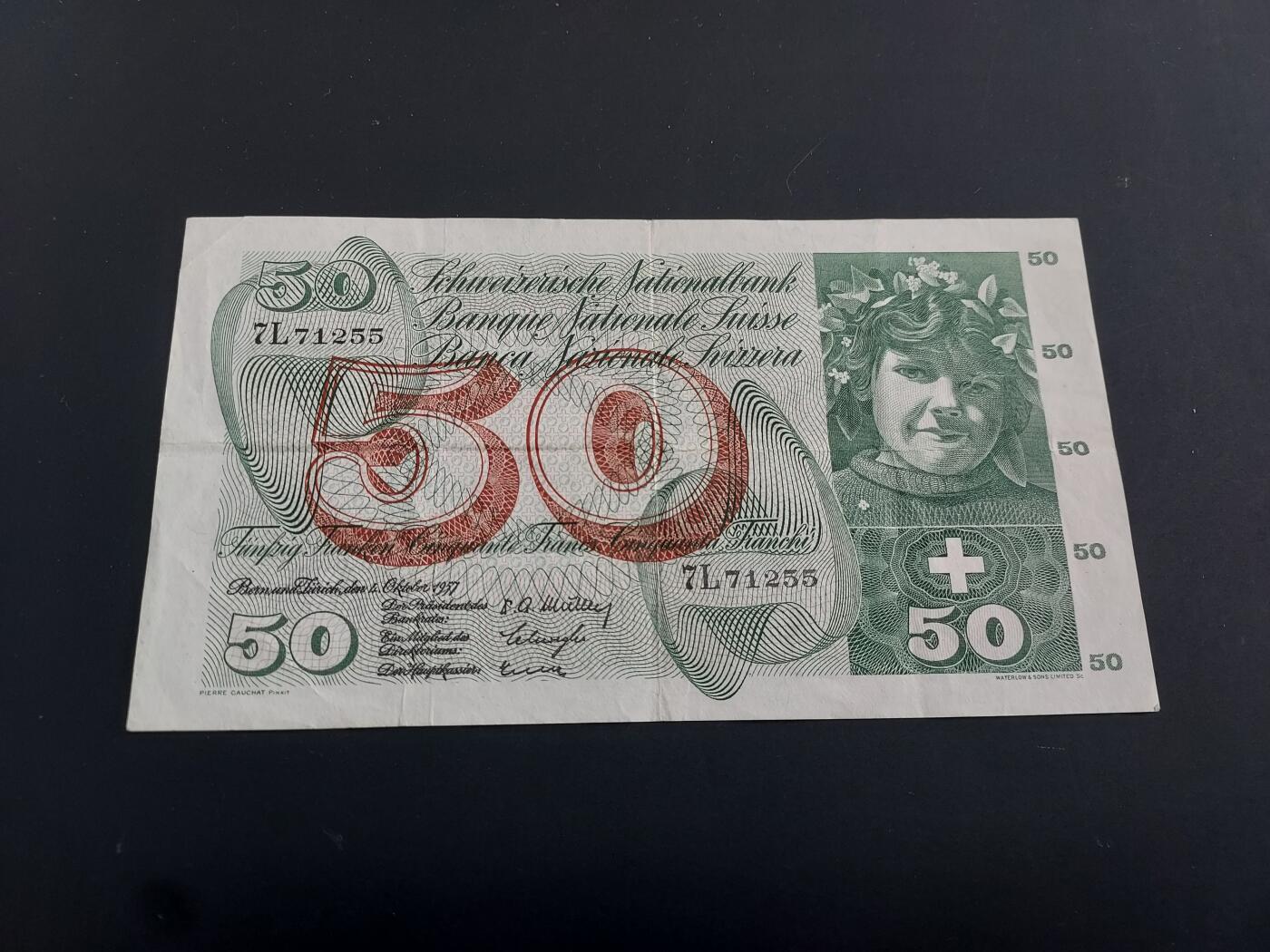 博彦收藏   2月9日 8点钱币专场 全场包邮 1957 瑞士 50法郎 流通好品