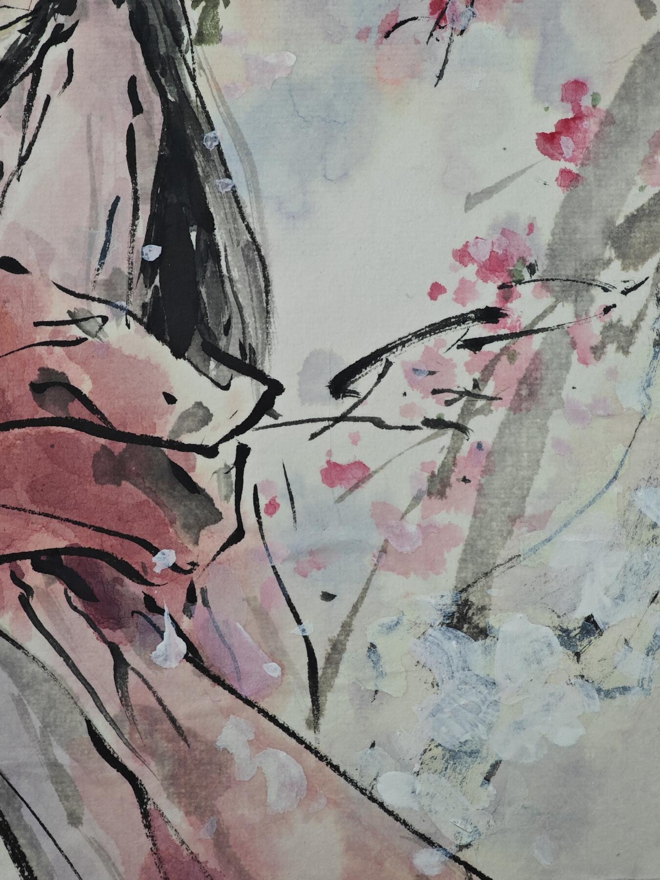 白泽拍卖卡牌手绘专场第32期（愿得长如此 年年物侯新） 2025 迟迟手绘画 李师师 尺寸：27cm*41cm  迟迟亲签