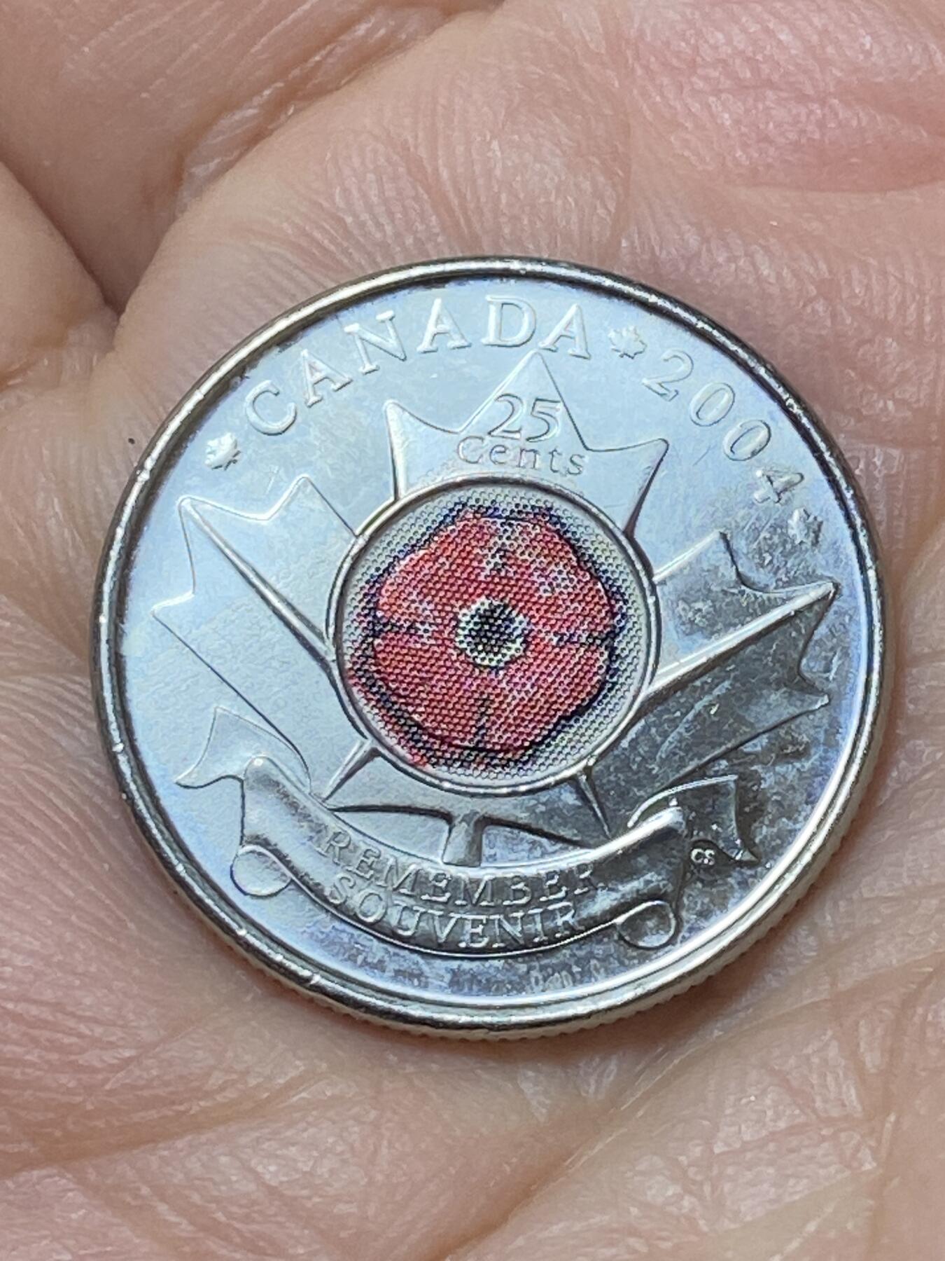 2026年第二十场(总第一百八十九场）外国好品散币场(免佣金) 加拿大🇨🇦2004年25分(一战阵亡将士纪念日纪念币，P标温尼伯造)