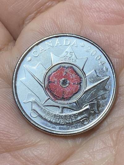 2026年第二十场(总第一百八十九场）外国好品散币场(免佣金) - 加拿大🇨🇦2004年25分(一战阵亡将士纪念日纪念币，P标温尼伯造)